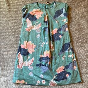 Tea Collection Dress Lotus Flower and Crane Aqua Floral Abstract Classic 10